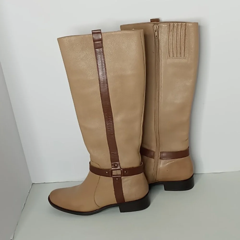Matisse- Daniela -Leather Knee High Riding Boots --Taupe w/Brown Detailing 6.5